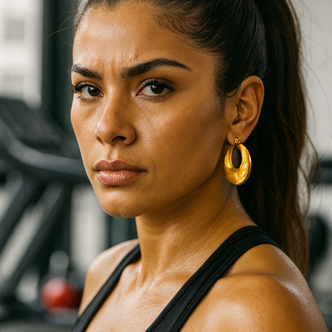 Tilly | 18K Gold Plated Circular Flat Embossed Hoop Waterproof Earrings