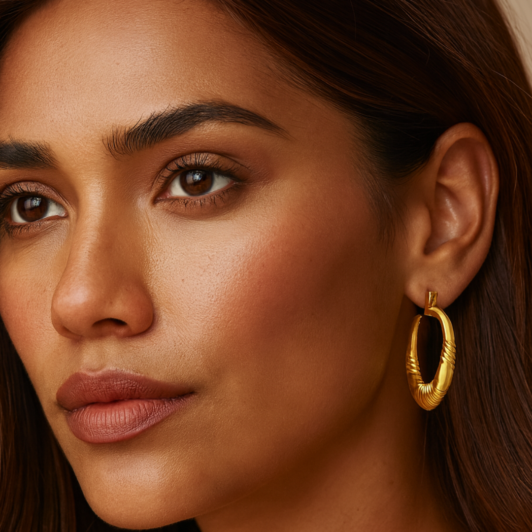Marigold | 18K Gold Plated Geometric Vintage Simple Hoop Waterproof Earrings