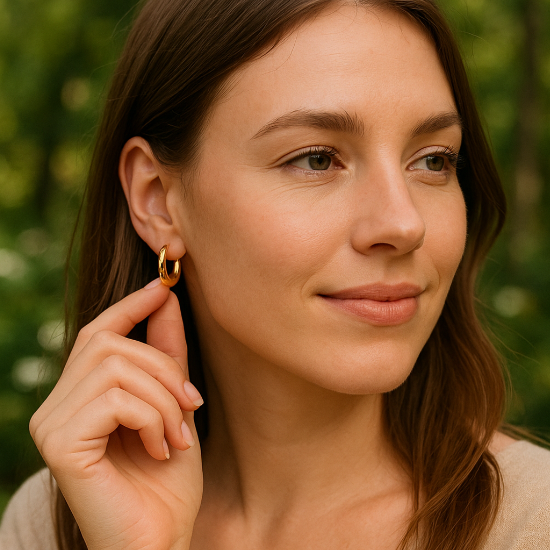 Dominique | 18K Gold Plated Irregular Heart Design Hollow Hoop Waterproof Earrings
