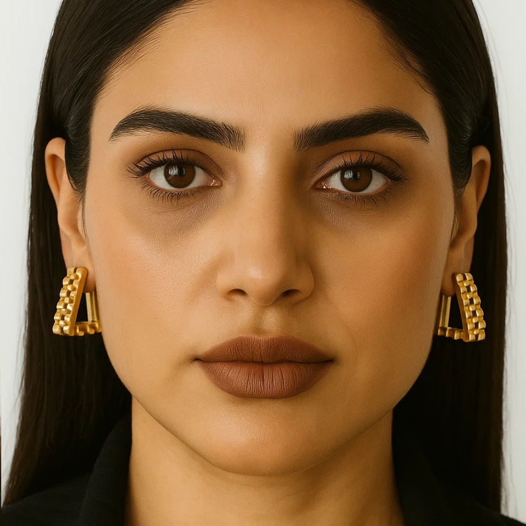 Livia | 18K Gold and Tri-Color Plated Triangle Geometric Waterproof Earrings