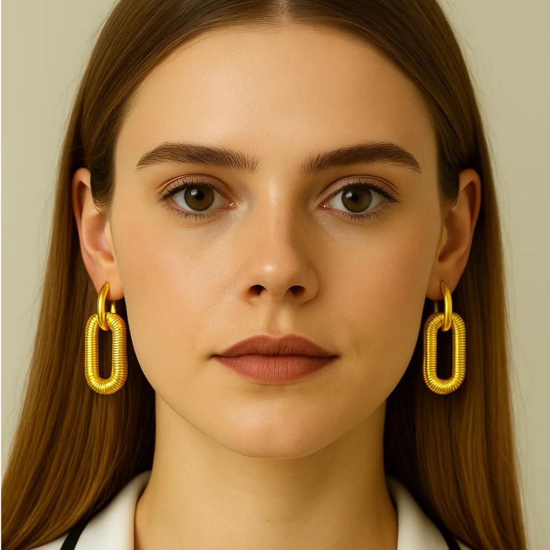 Anabel | 18K Gold Plated Oval Double Hoop Waterproof Earrings