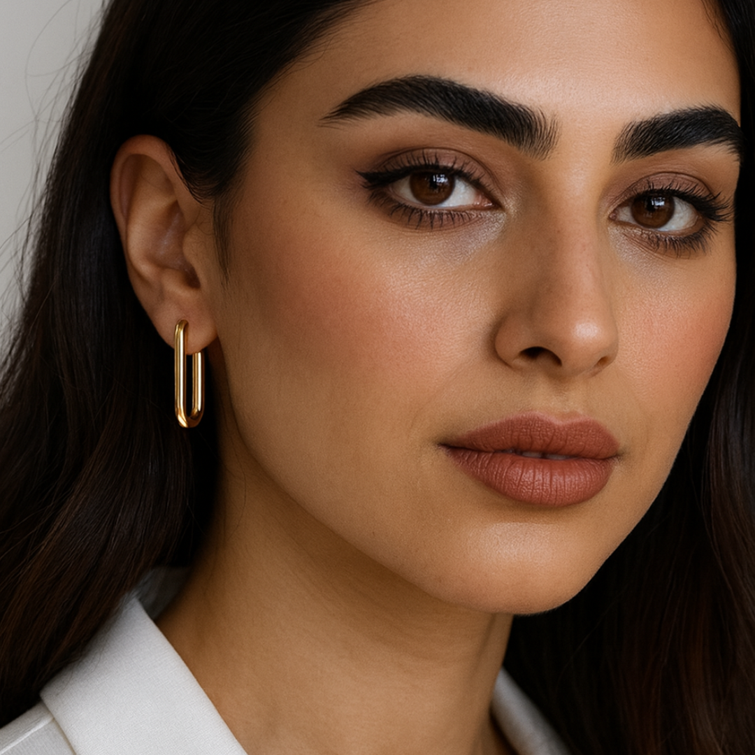 Valencia | 18K Gold-Plated Rectangular Hoop Waterproof Earrings