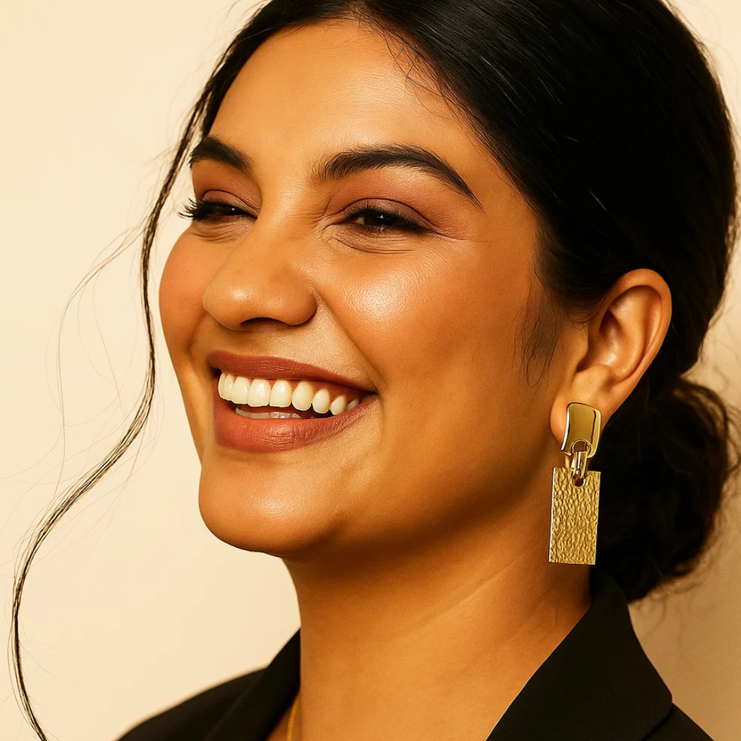 Adele | 18K Gold-Plated Retro Vintage Rectangle Chunky Waterproof Earrings