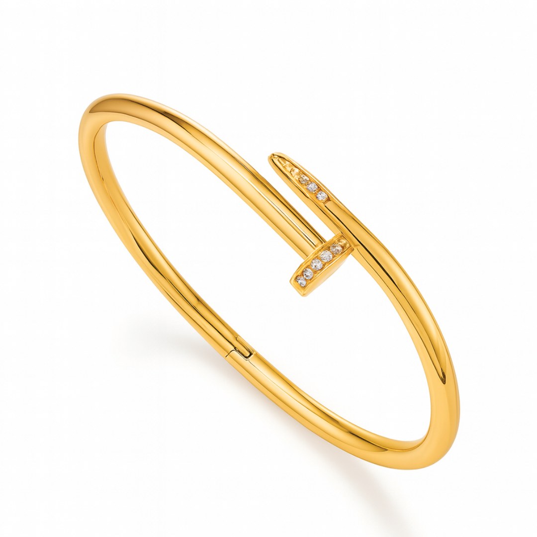 Nyra | 18K Gold Plated Zircon Nail Waterproof Bracelet Bangle