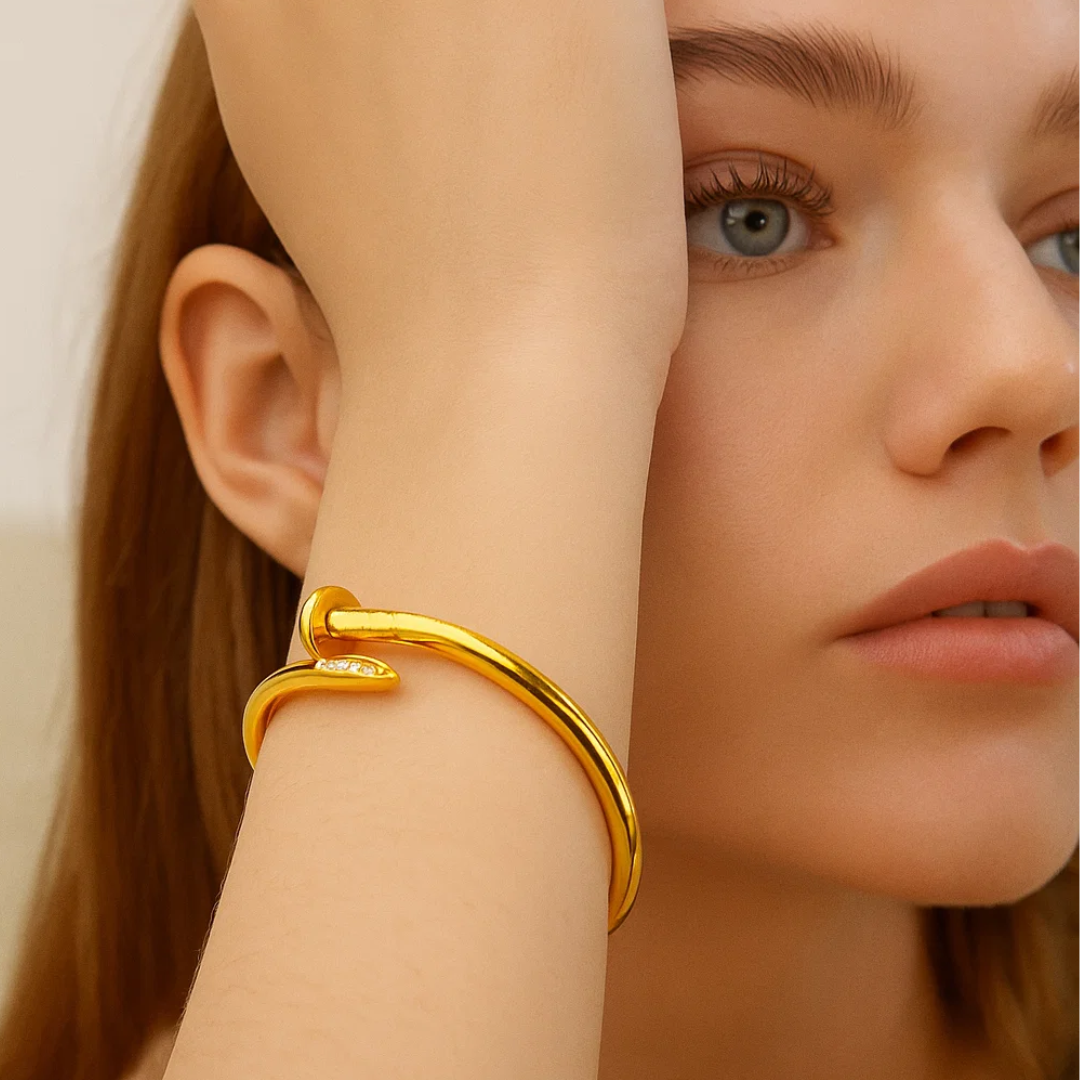 Nyra | 18K Gold Plated Zircon Nail Waterproof Bracelet Bangle