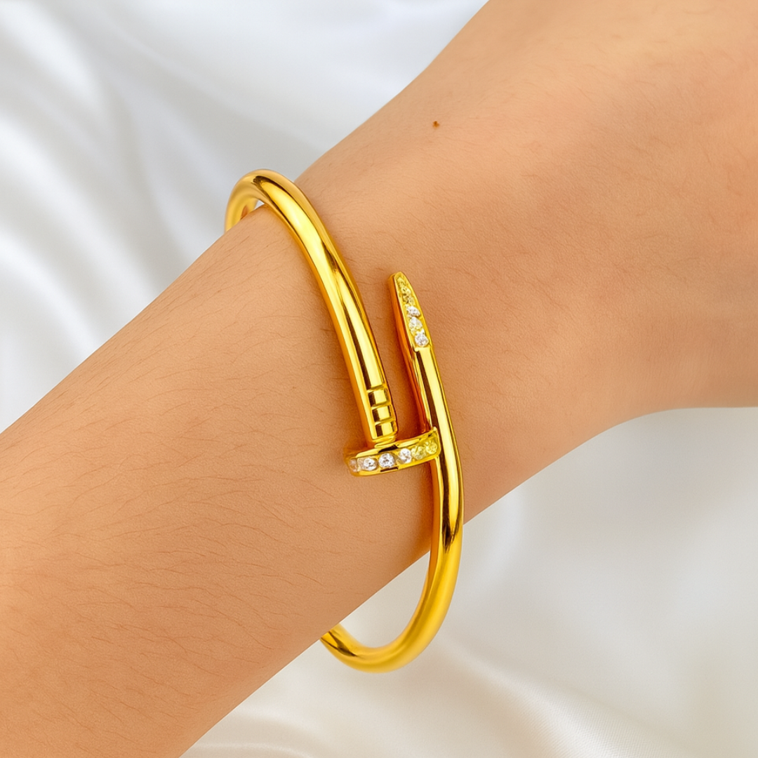 Nyra | 18K Gold Plated Zircon Nail Waterproof Bracelet Bangle