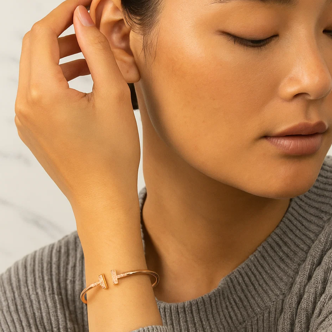 Tiara | 18K Gold Plated Zircon T-Bracelet Waterproof Bangle