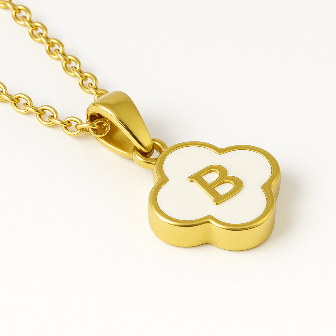 Charlotte | Gold (18K) Plated Alphabet Four-Leaf Clover Pendant Waterproof Necklace