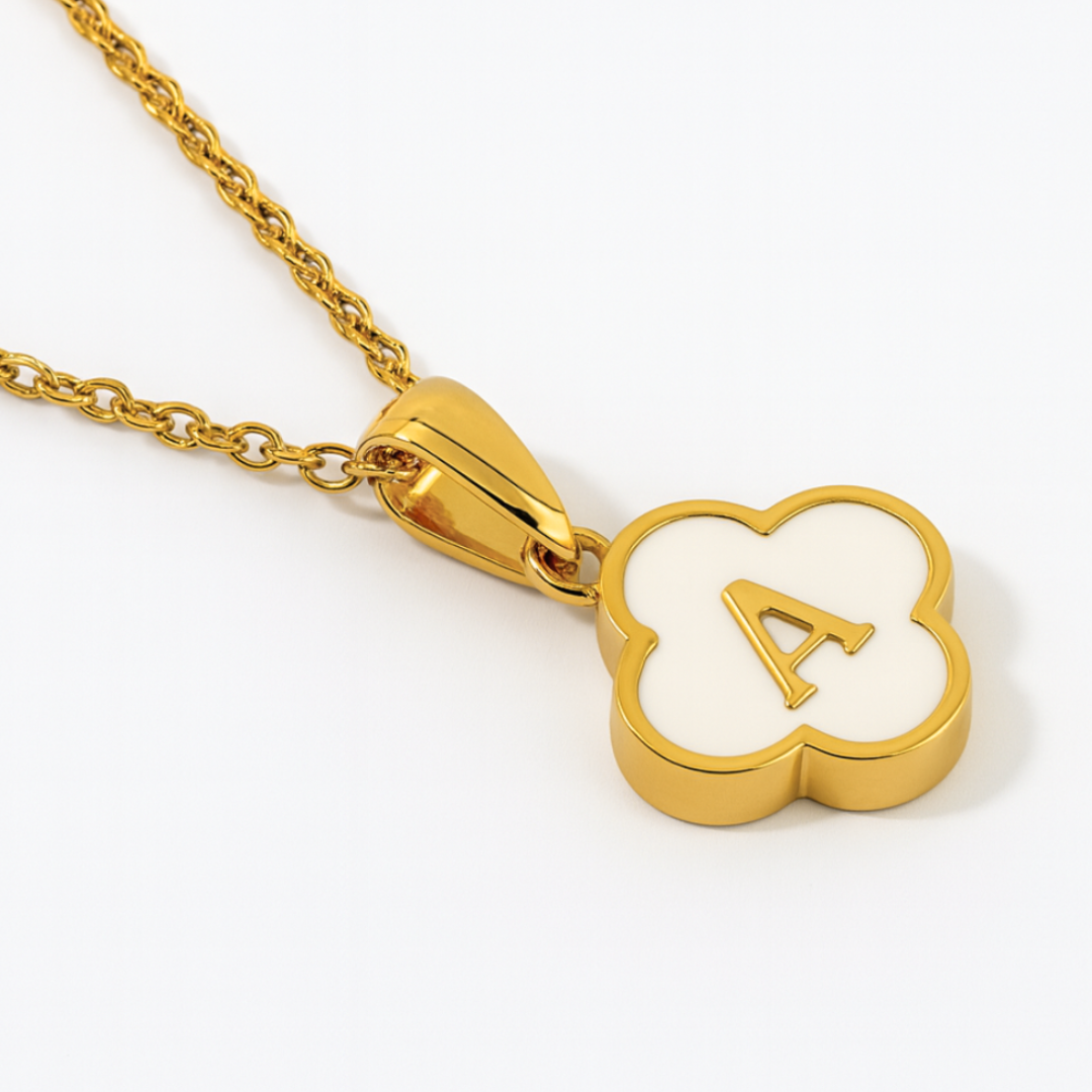 Charlotte | Gold (18K) Plated Alphabet Four-Leaf Clover Pendant Waterproof Necklace
