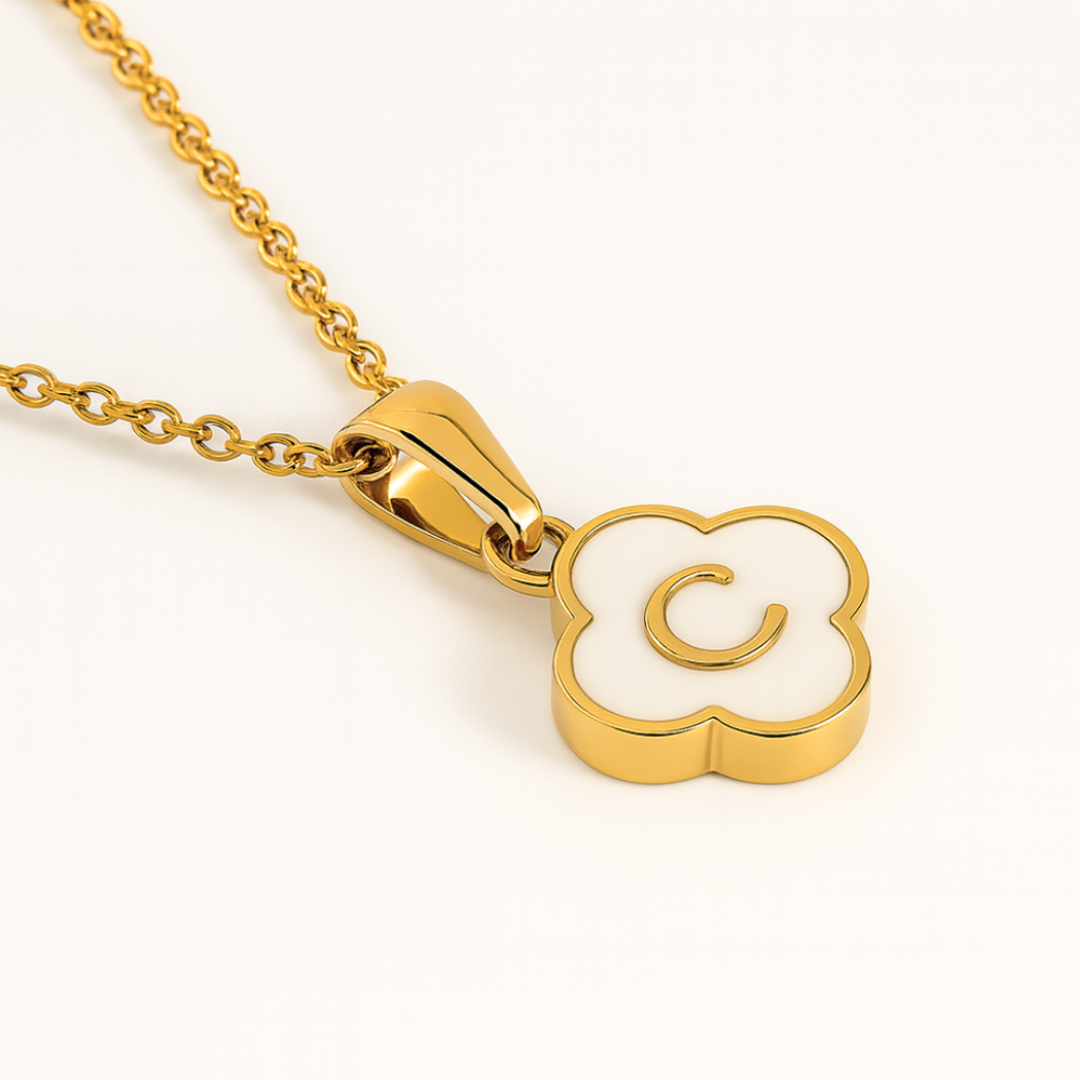 Charlotte | Gold (18K) Plated Alphabet Four-Leaf Clover Pendant Waterproof Necklace