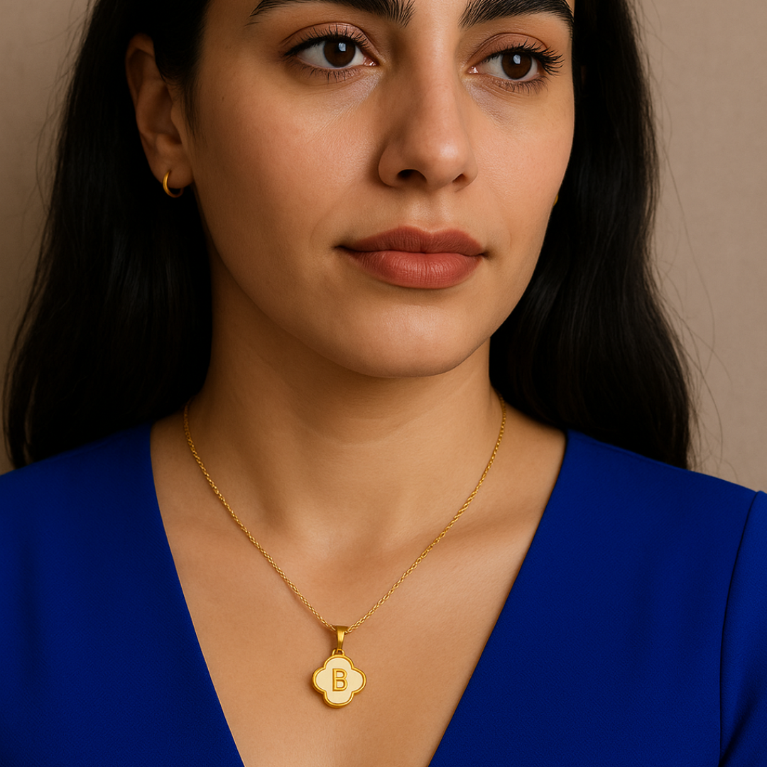 Charlotte | Gold Plated Alphabet Four-Leaf Clover Necklace