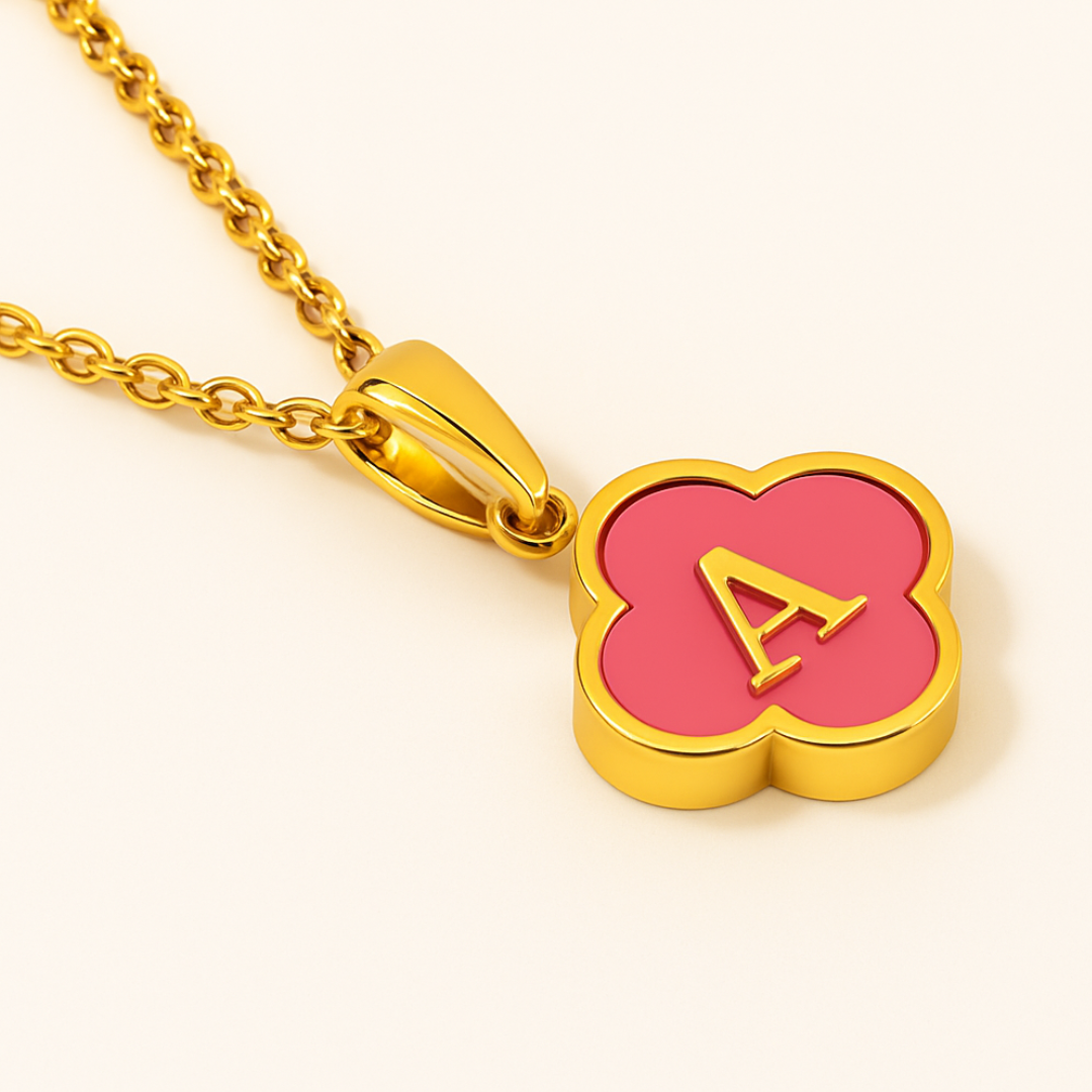 Charlotte | Gold (18K) Plated Alphabet Four-Leaf Clover Pendant Waterproof Necklace