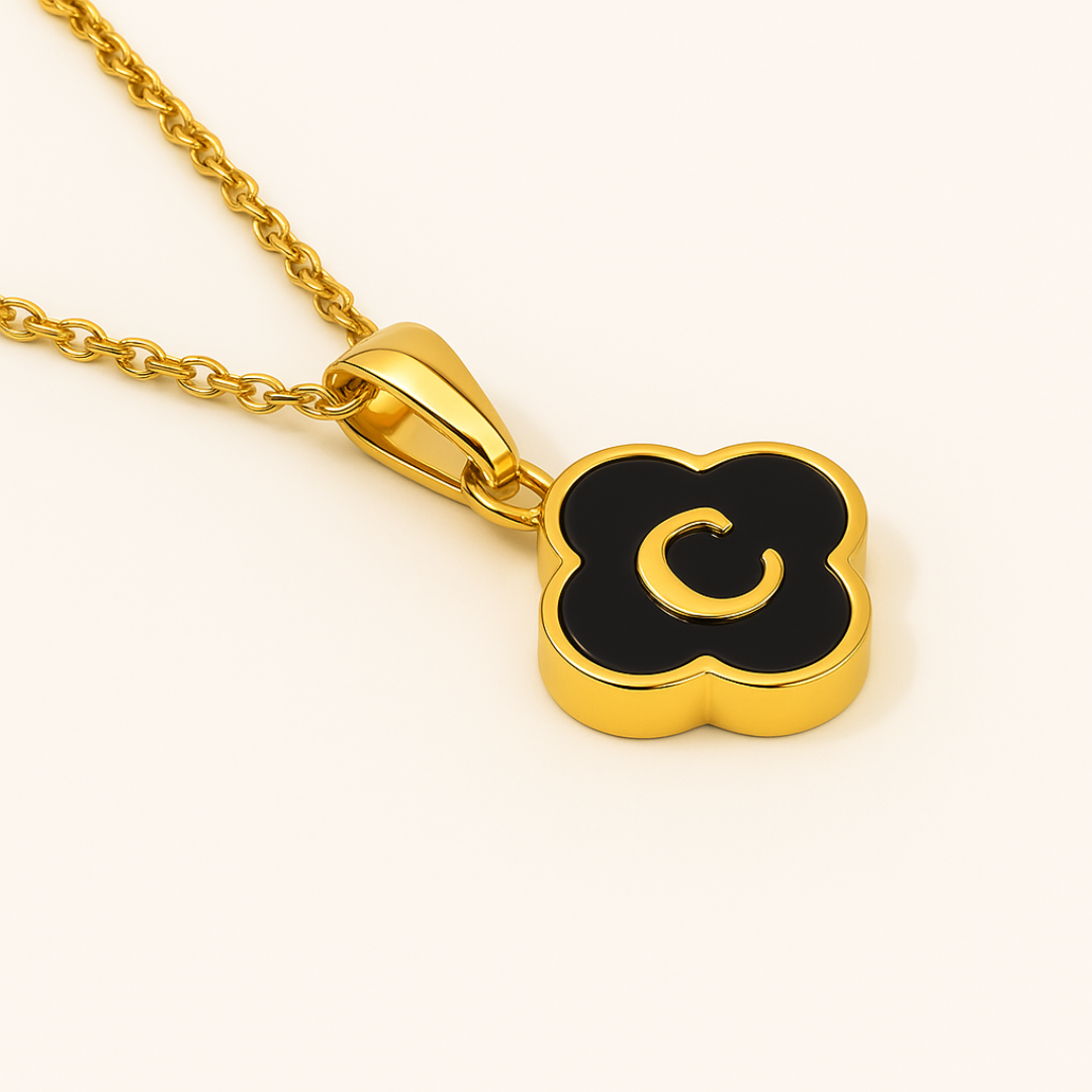 Charlotte | Gold (18K) Plated Alphabet Four-Leaf Clover Pendant Waterproof Necklace