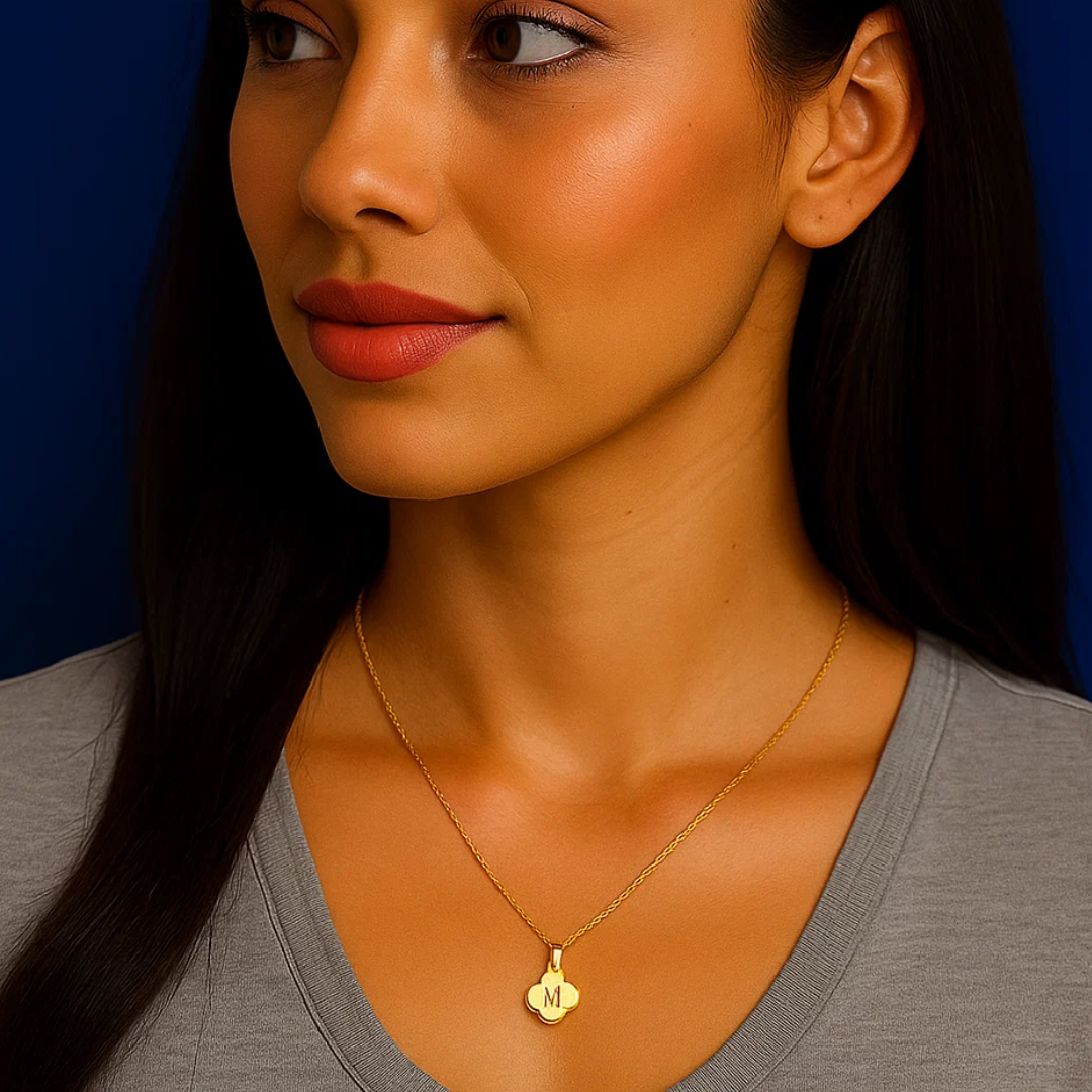 Charlotte | Gold (18K) Plated Alphabet Four-Leaf Clover Pendant Waterproof Necklace