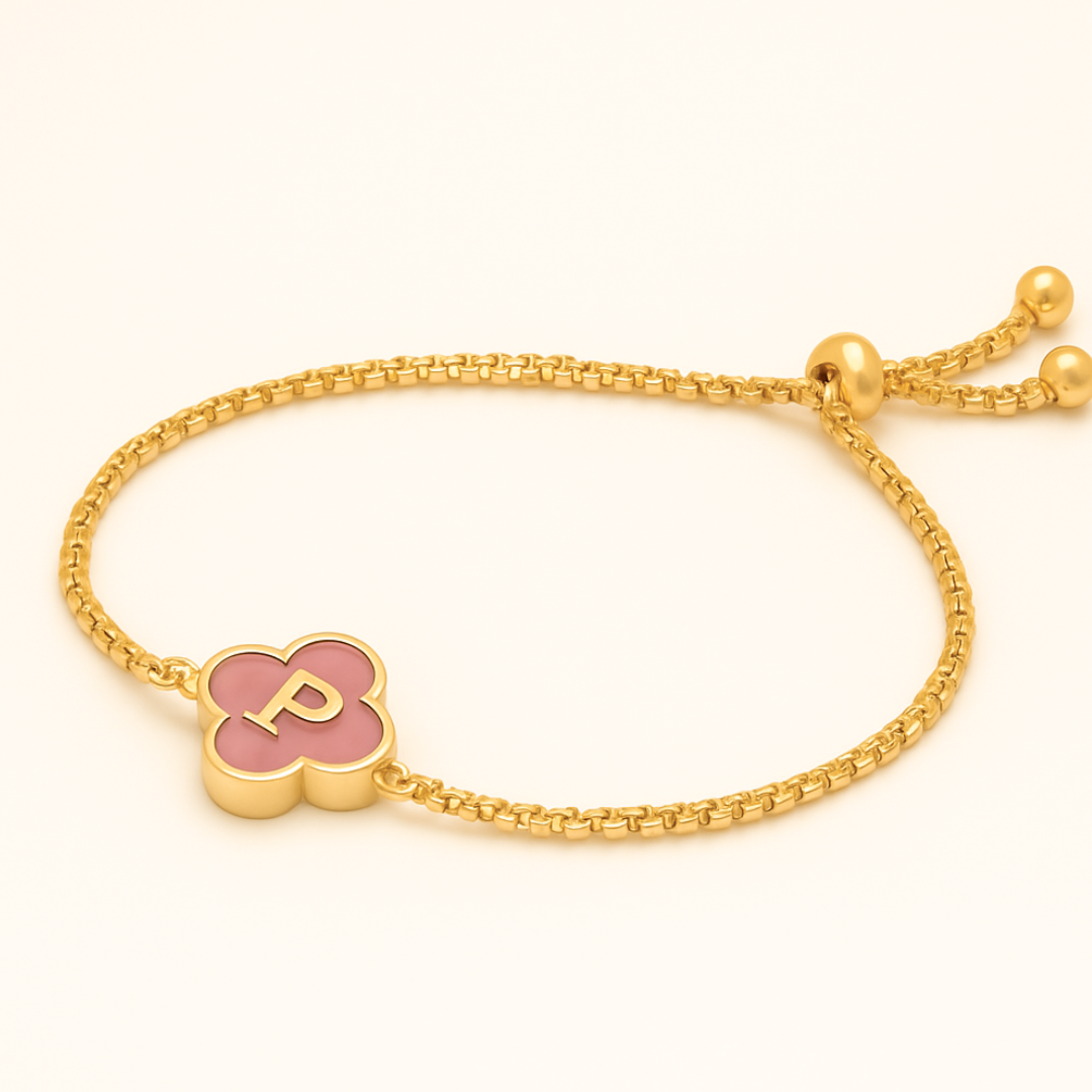 Skye | Gold-Plated (18K) Alphabet Four-Leaf Clover Waterproof Bracelet