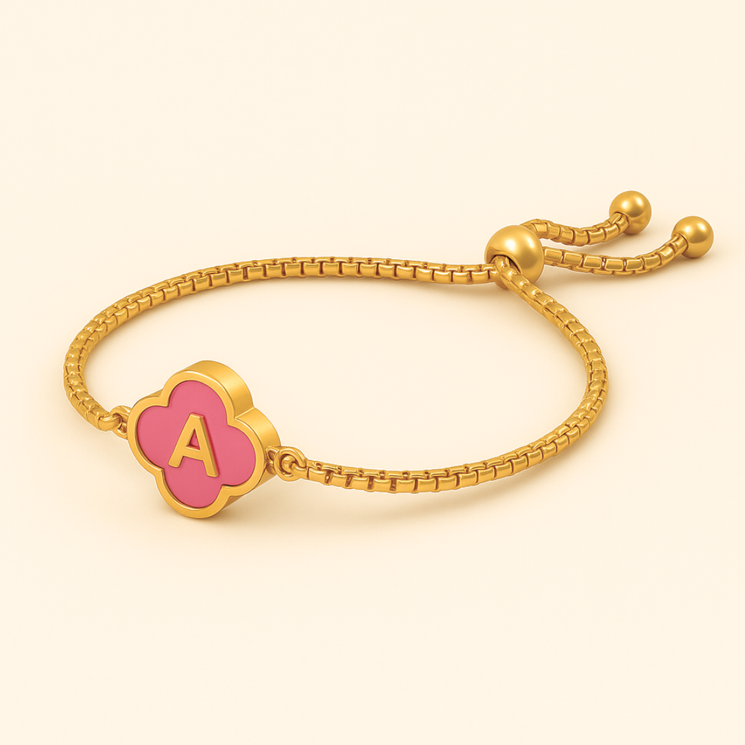 Skye | Gold-Plated (18K) Alphabet Four-Leaf Clover Waterproof Bracelet