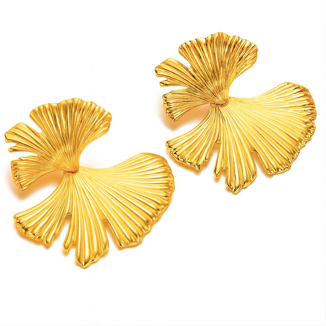 Stella | 18K Gold Plated Gingko Vintage Leaf Waterproof Earrings