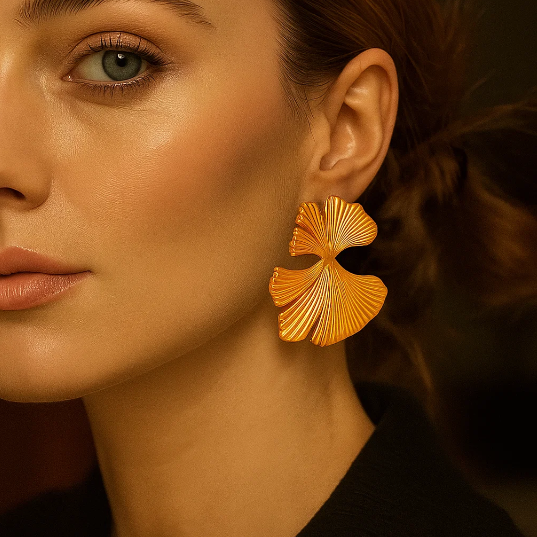 Stella | 18K Gold Plated Gingko Vintage Leaf Waterproof Earrings