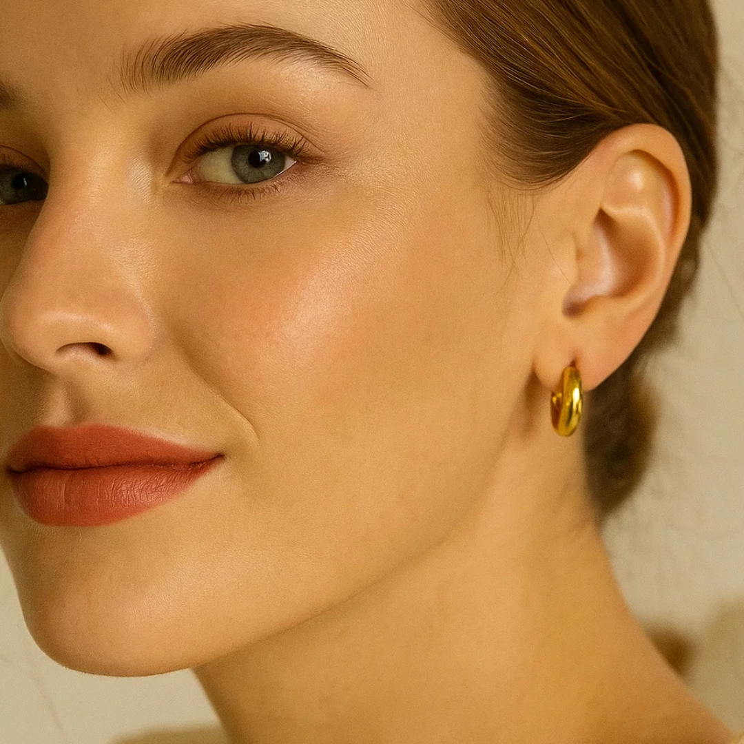 Hannah | 18K Gold Plated Basic Staple Hoop Waterproof Earrings