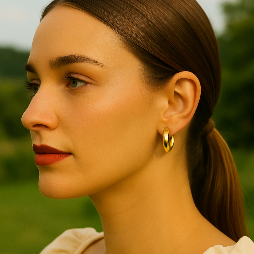 Hannah | 18K Gold Plated Basic Staple Hoop Waterproof Earrings