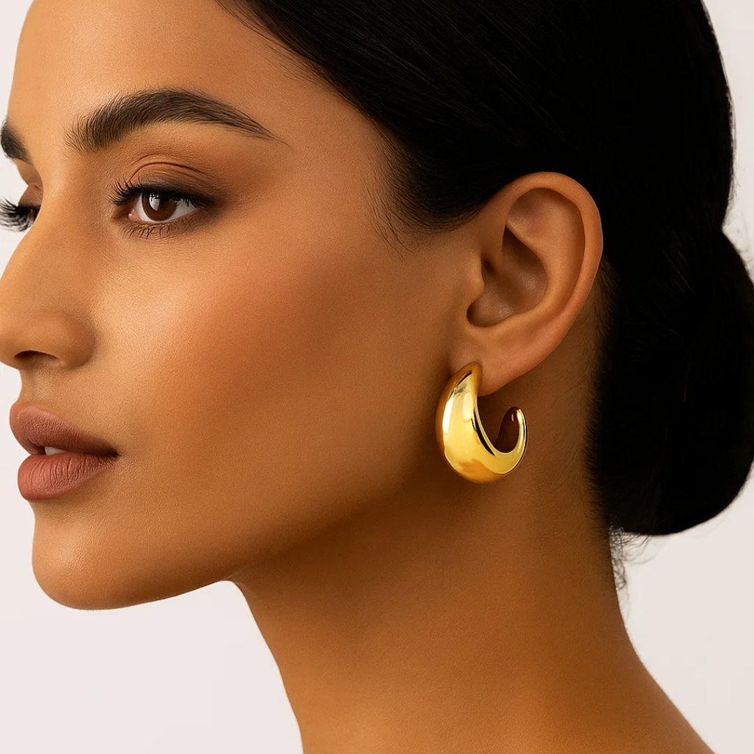 Millie | Gold Plated C-Shaped Hoop Earrings