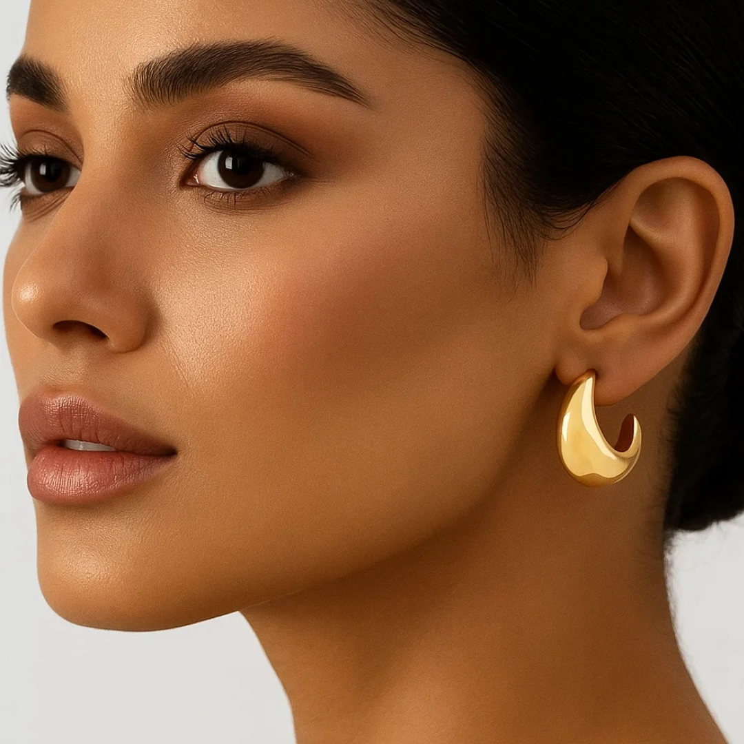 Millie | Gold Plated C-Shaped Hoop Earrings