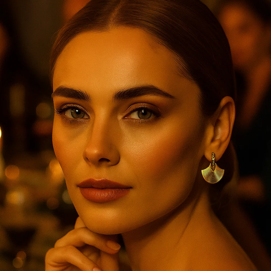 Cleopatra | 18K Gold-Plated Luxury Fan Shape Vintage Stud Waterproof Earrings