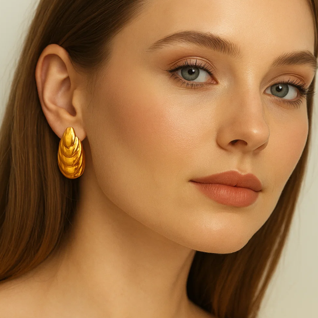 Vaylise | 18K Gold Plated Shell Shaped Chunky Vintage Drop Waterproof Earrings