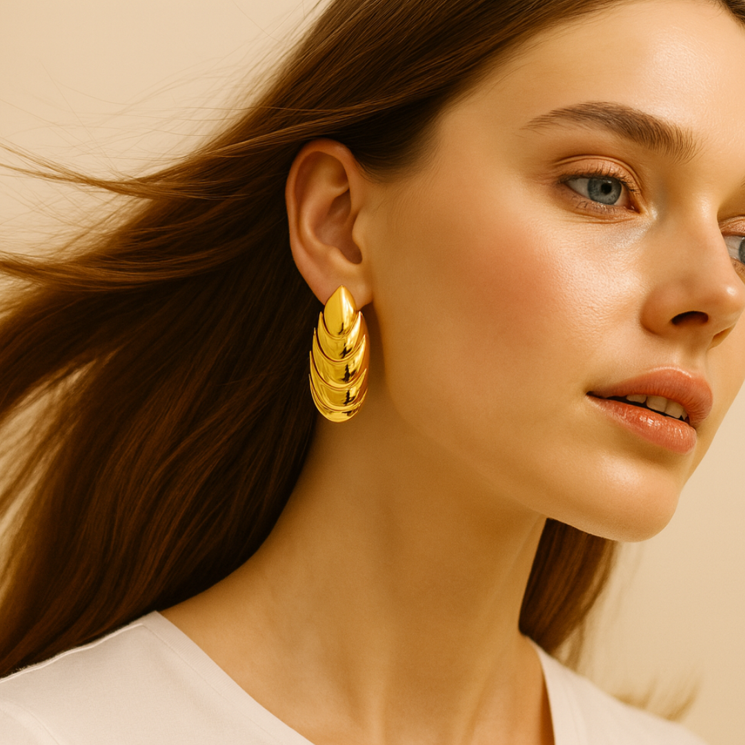 Vaylise | 18K Gold Plated Shell Shaped Chunky Vintage Drop Waterproof Earrings
