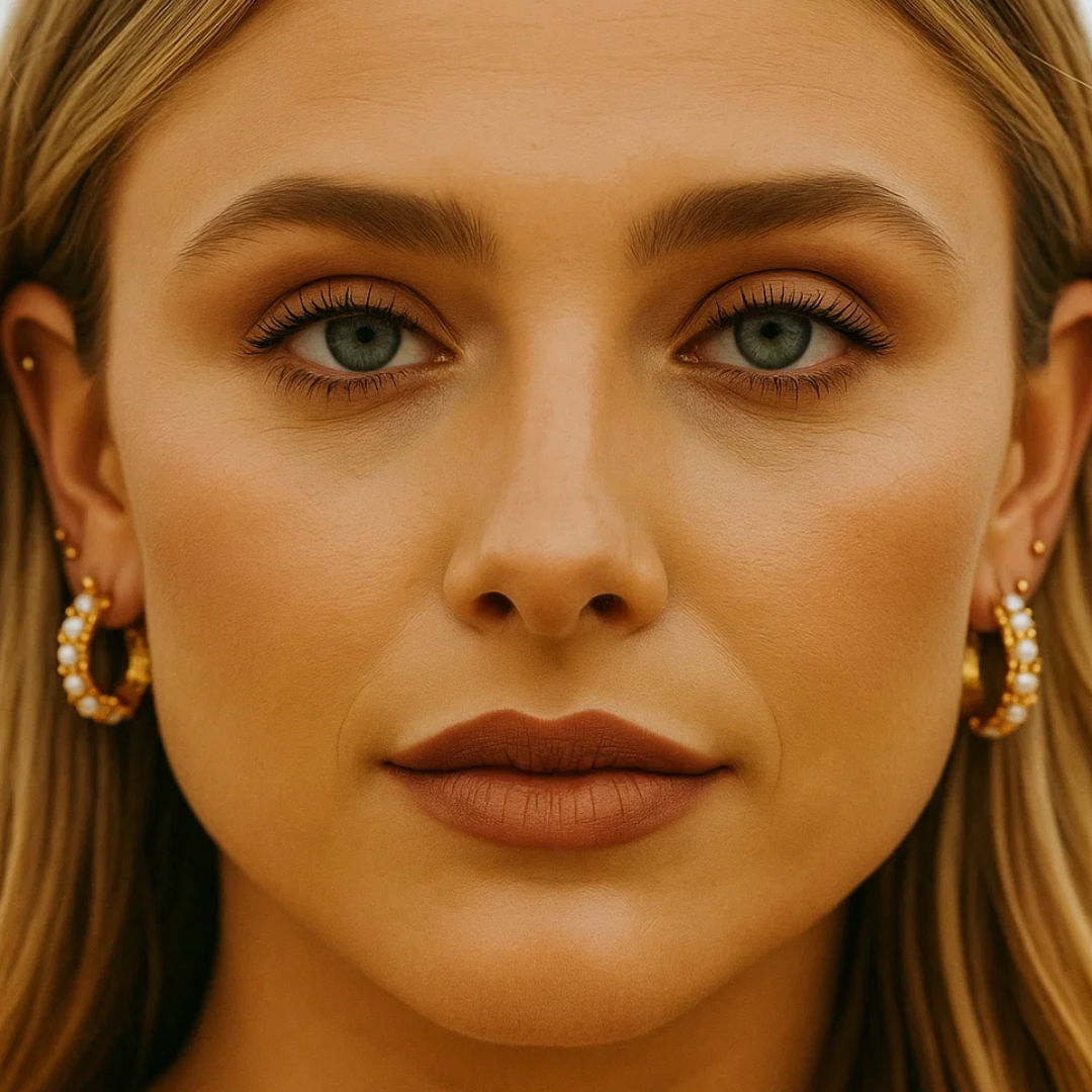 Sharapova | Gold Plated Basic Pearl Huggie Hoops Earrings