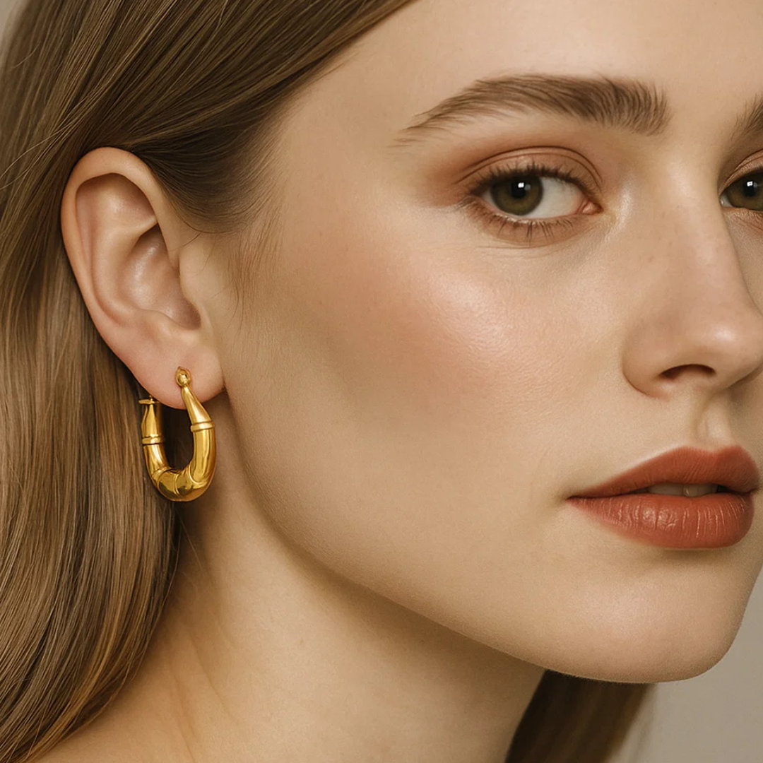 Nia | 18K Gold Plated U-Shaped Buckle Waterproof Hoop Earrings