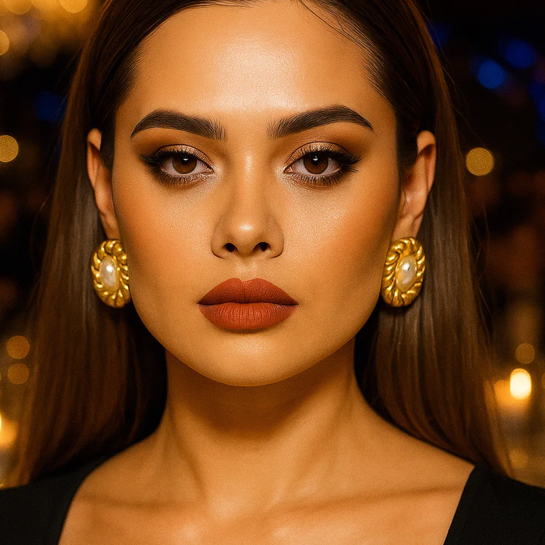 Lira | Gold (18K) Plated Chunky Waterproof Stud Earrings with Pearls