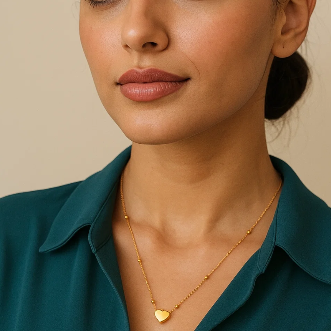 Lenora | Gold (18K) Plated Solid Love Heart Pendant Waterproof Necklace