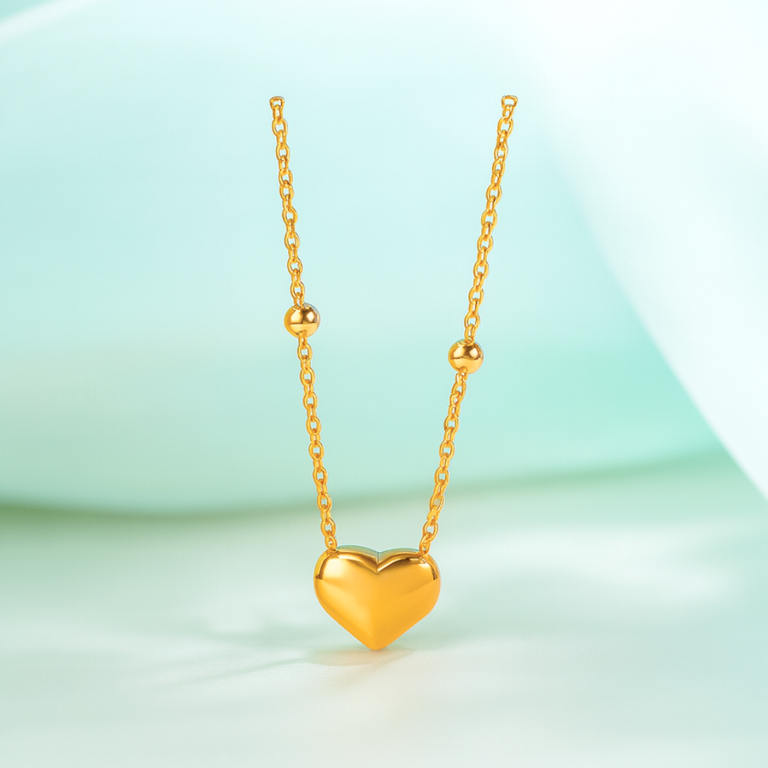 Lenora | Gold (18K) Plated Solid Love Heart Pendant Waterproof Necklace