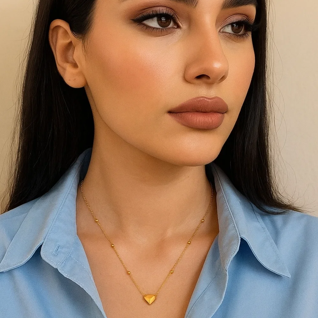 Lenora | Gold (18K) Plated Solid Love Heart Pendant Waterproof Necklace