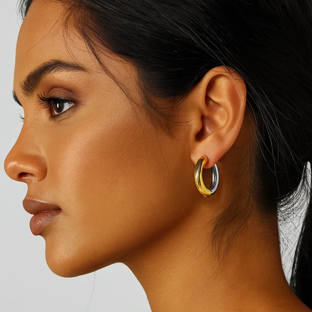 Nikki | Gold and Silver Plated (18K) Huggie Hoop Waterproof Earrings