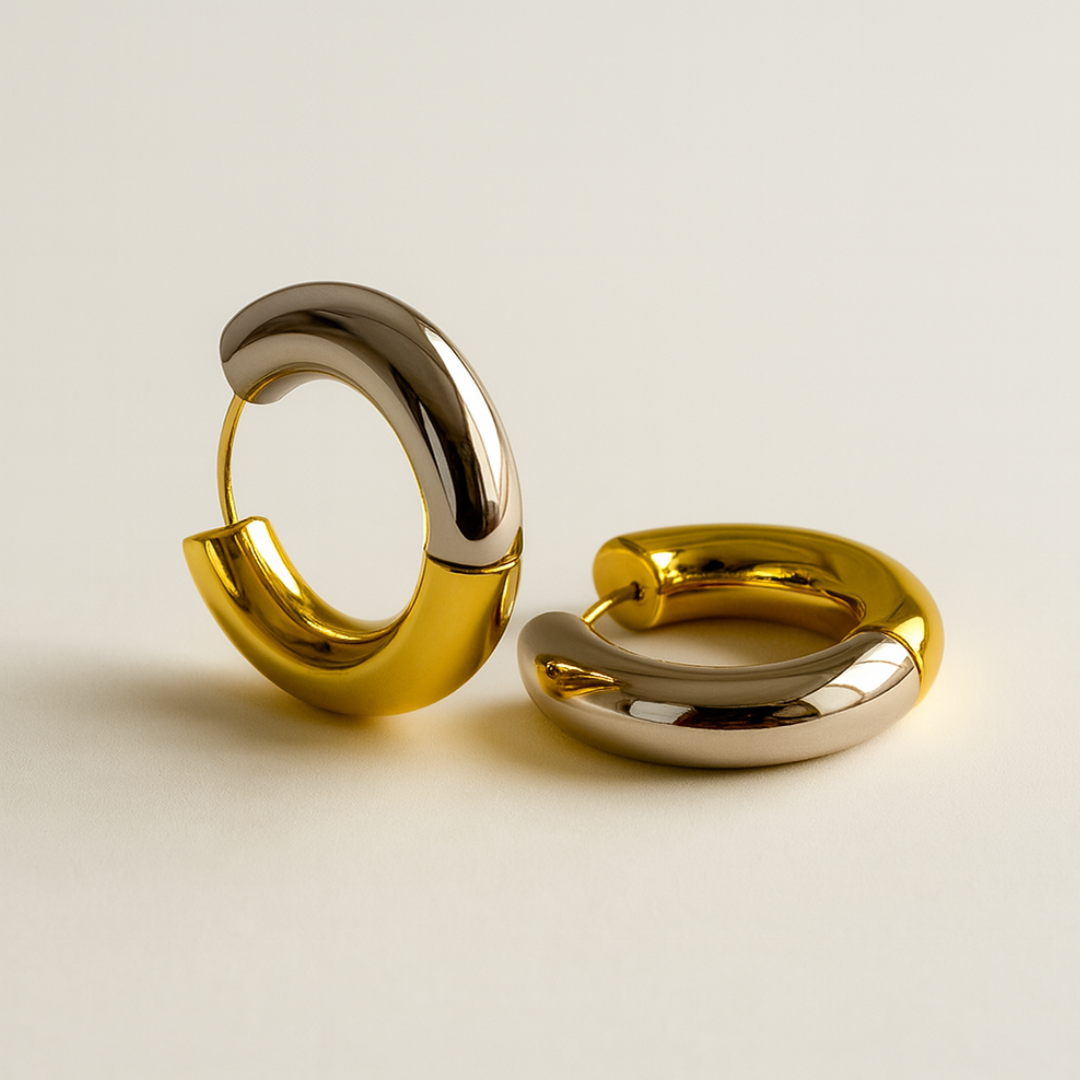 Nikki | Gold and Silver Plated (18K) Huggie Hoop Waterproof Earrings