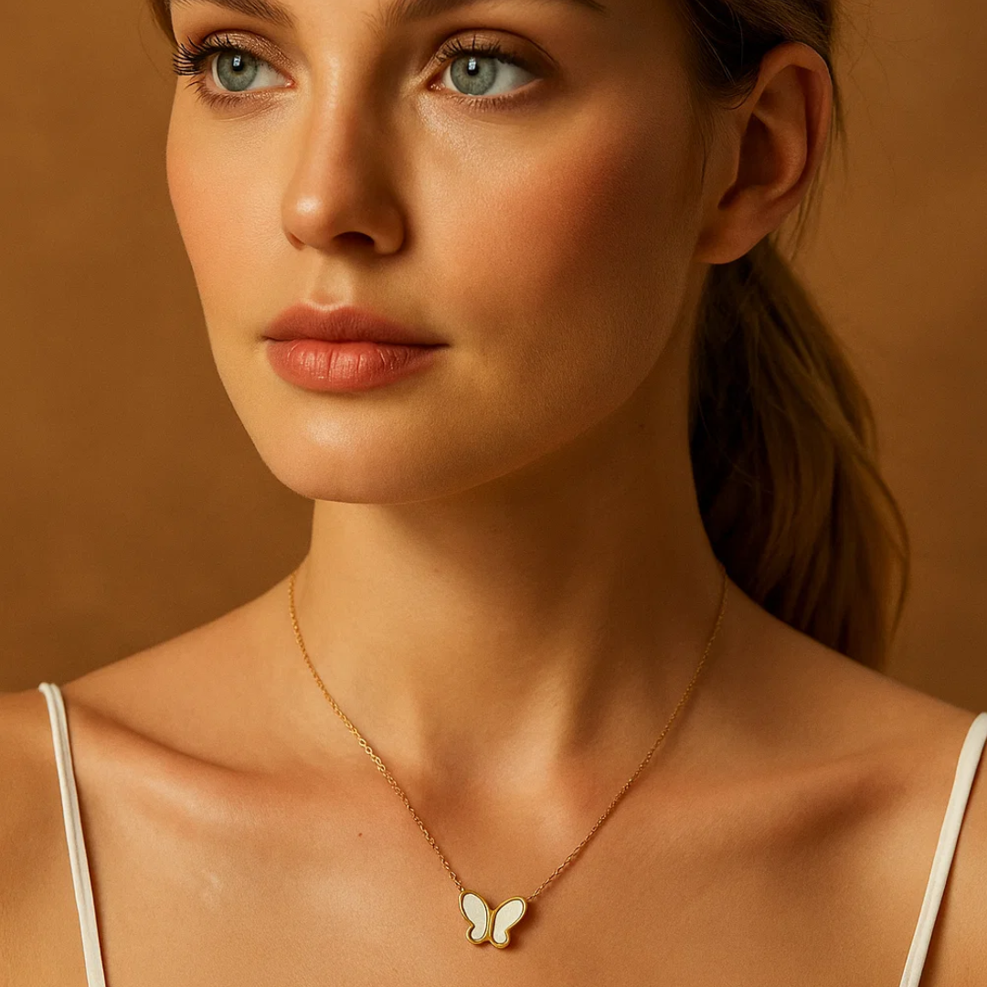 Zivah | Gold (18K) Plated Pearl Butterfly Pendant Waterproof Necklace
