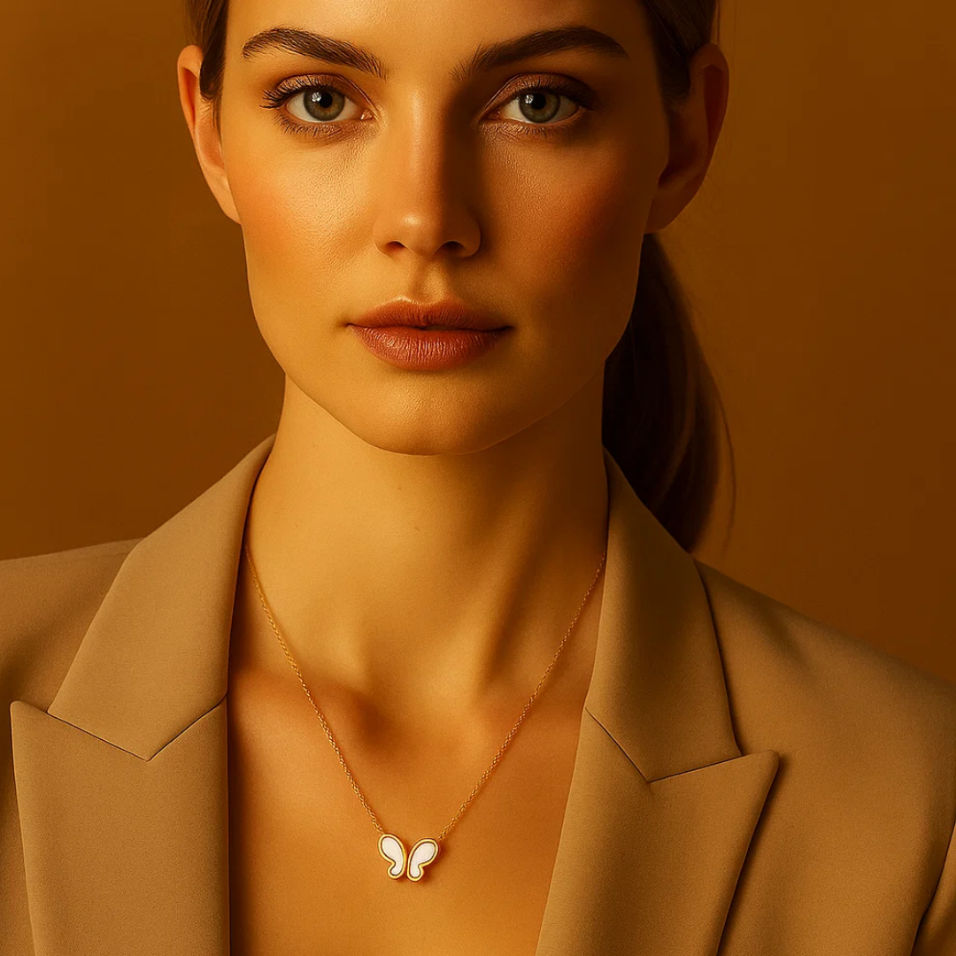 Zivah | Gold (18K) Plated Pearl Butterfly Pendant Waterproof Necklace