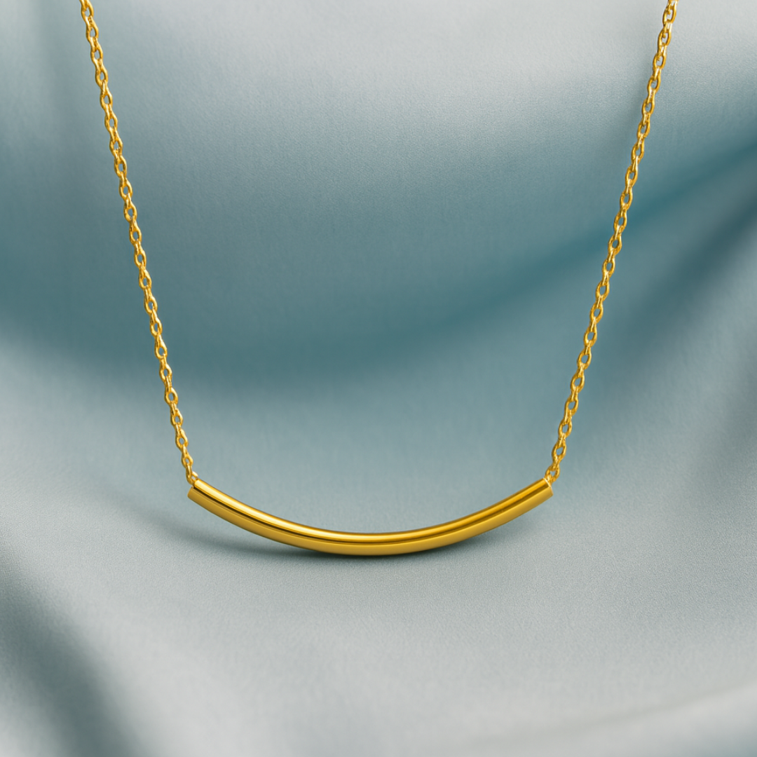 Ohana | Gold (18K) Plated Tube Bar Pendant Waterproof Necklace