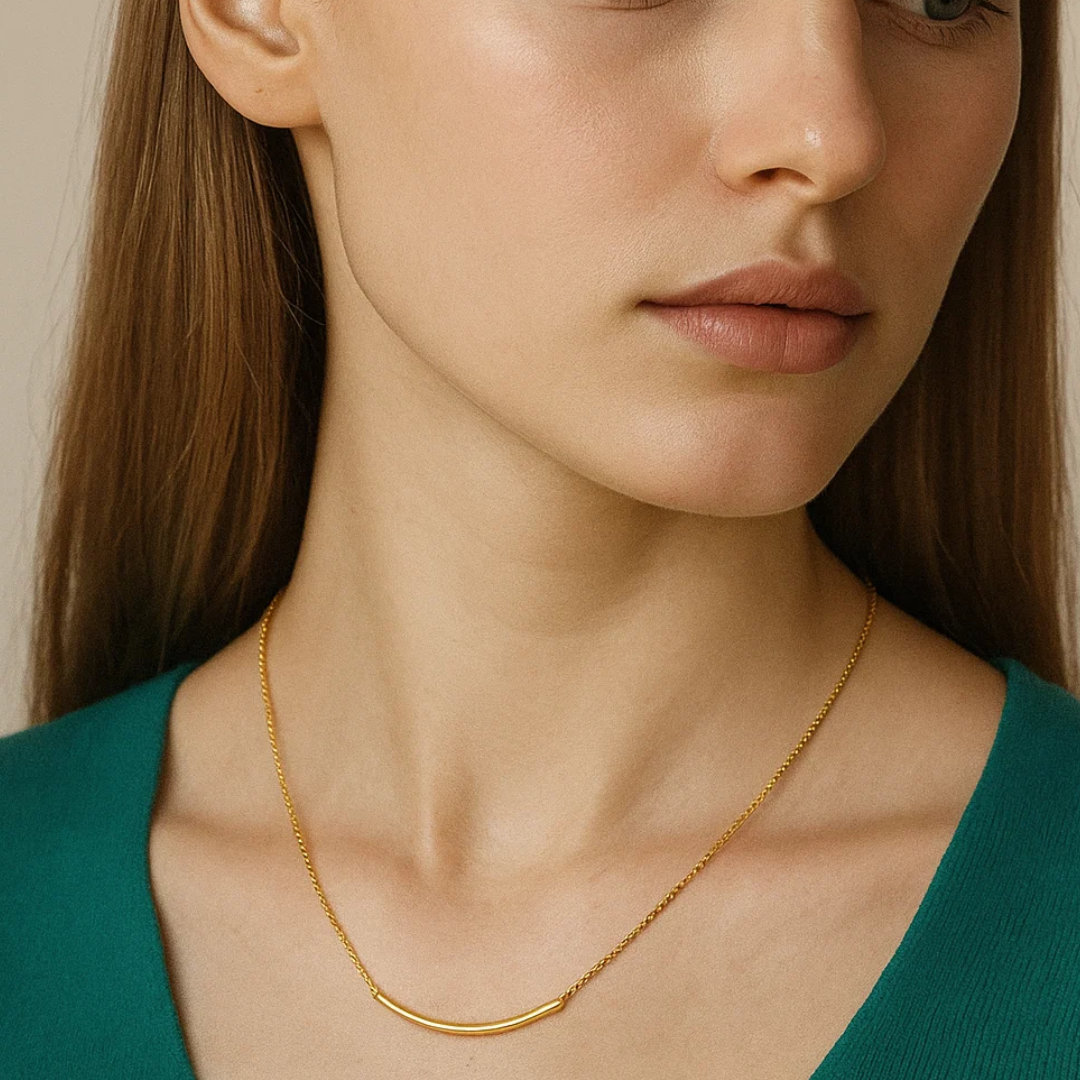 Ohana | Gold (18K) Plated Tube Bar Pendant Waterproof Necklace