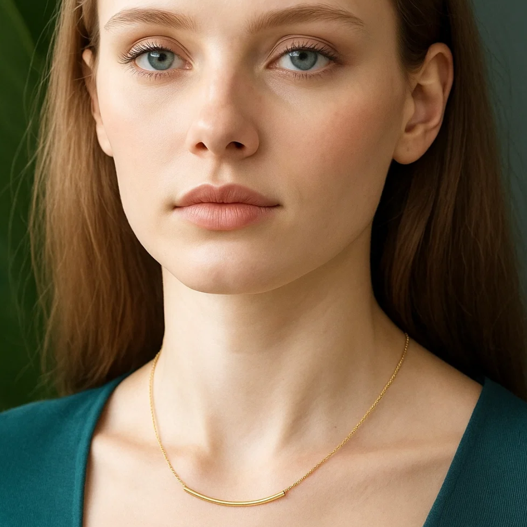 Ohana | Gold (18K) Plated Tube Bar Pendant Waterproof Necklace