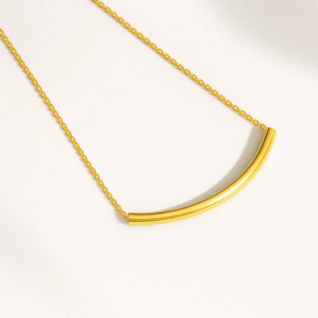 Ohana | Gold (18K) Plated Tube Bar Pendant Waterproof Necklace