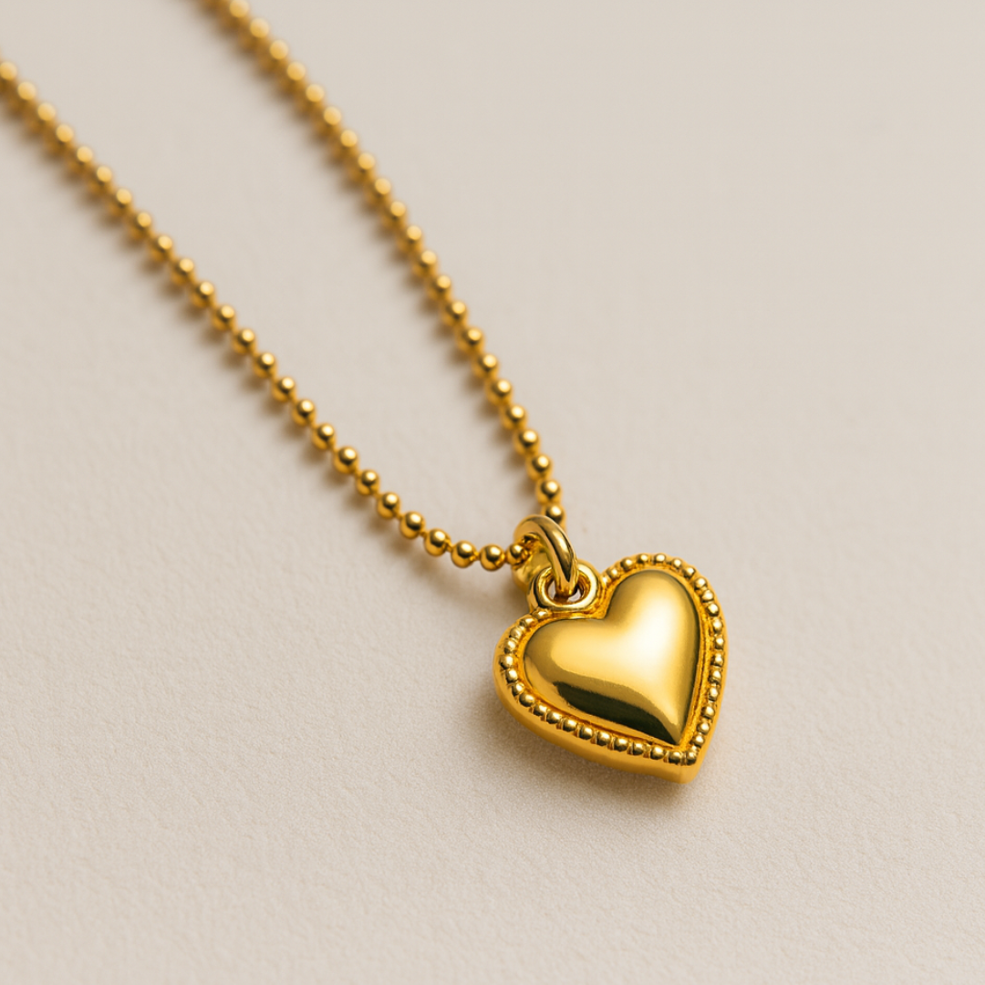 Cassidy | Gold (18K) Plated Solid Love Heart Pendant Waterproof Necklace