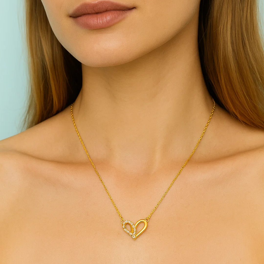 Zorelle | Gold (18K) Plated Heart Zircon Pendant Waterproof Necklace