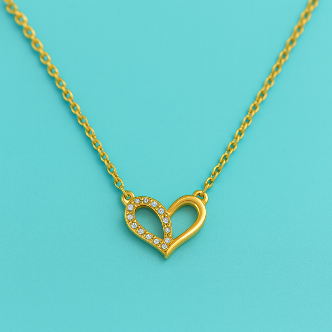 Zorelle | Gold (18K) Plated Heart Zircon Pendant Waterproof Necklace