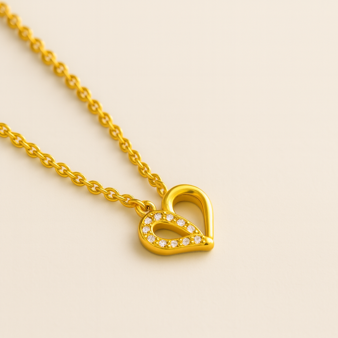 Zorelle | Gold (18K) Plated Heart Zircon Pendant Waterproof Necklace