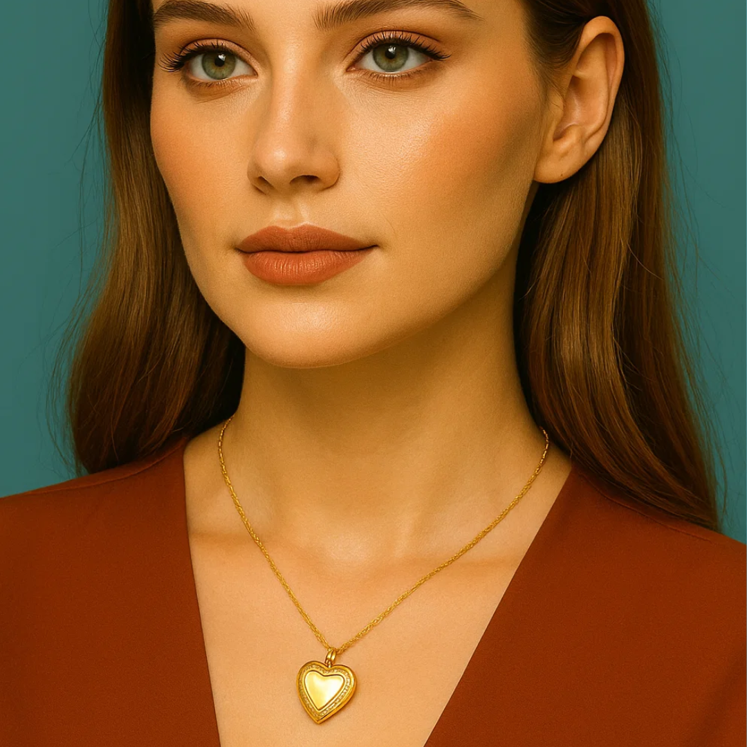 Raven | Gold (18K) Plated Heart Photo Frame Locket Pendant Waterproof Necklace/Christmas Gift