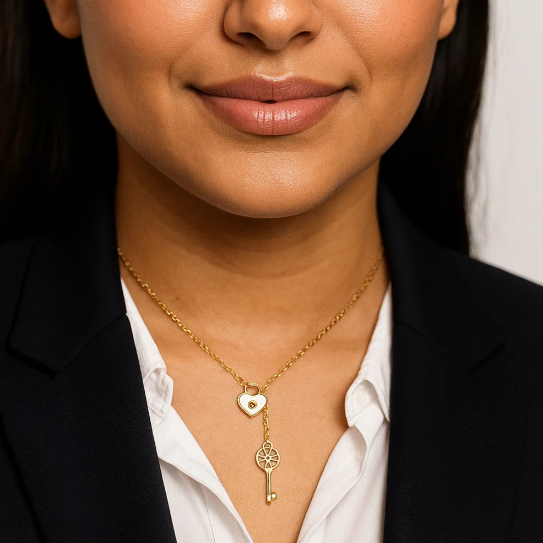 Daria | Gold (18K) Plated Heart Lock and Key Waterproof Necklace