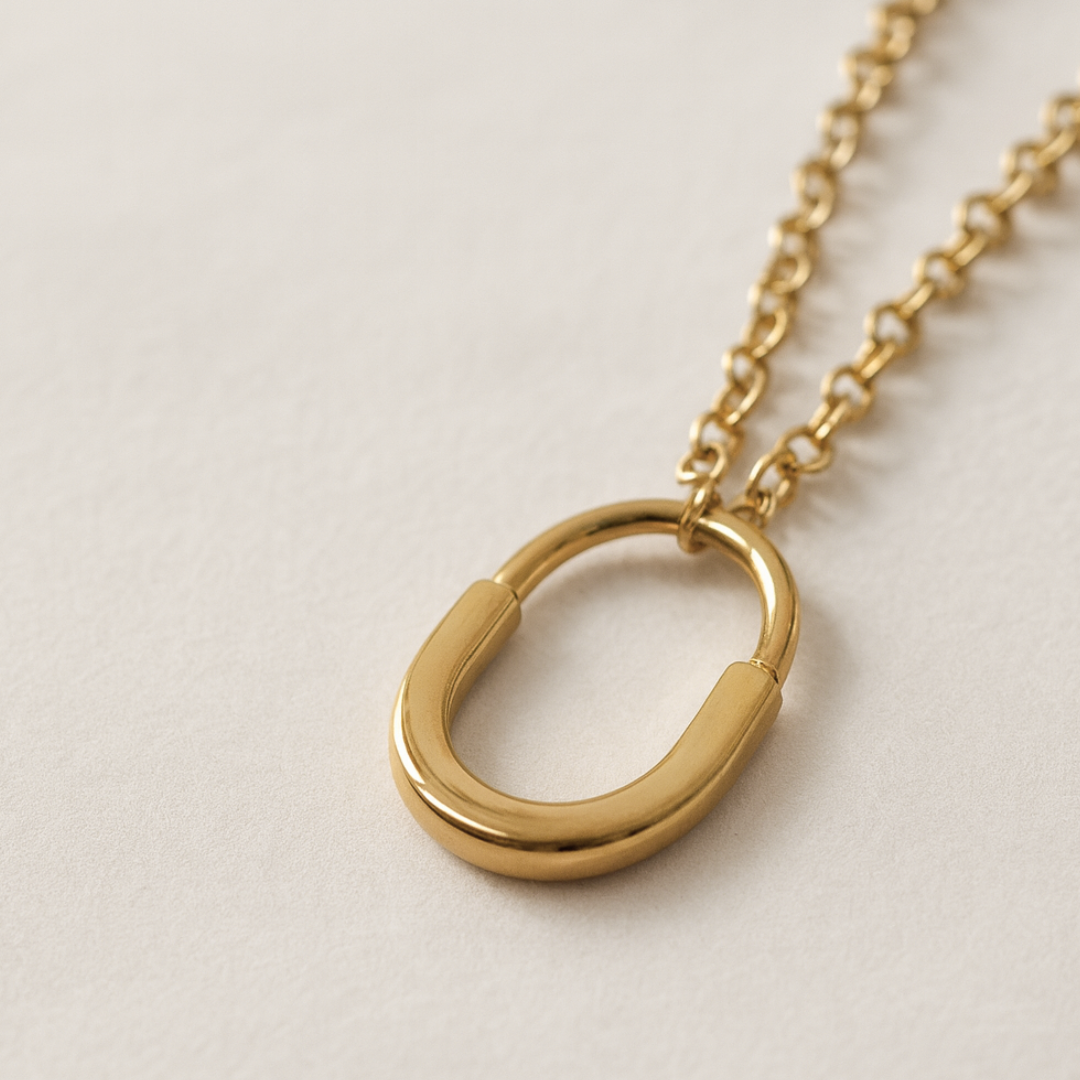 Kimberly | 18K Gold Plated Lock Pendant Waterproof Necklace with Link Chain